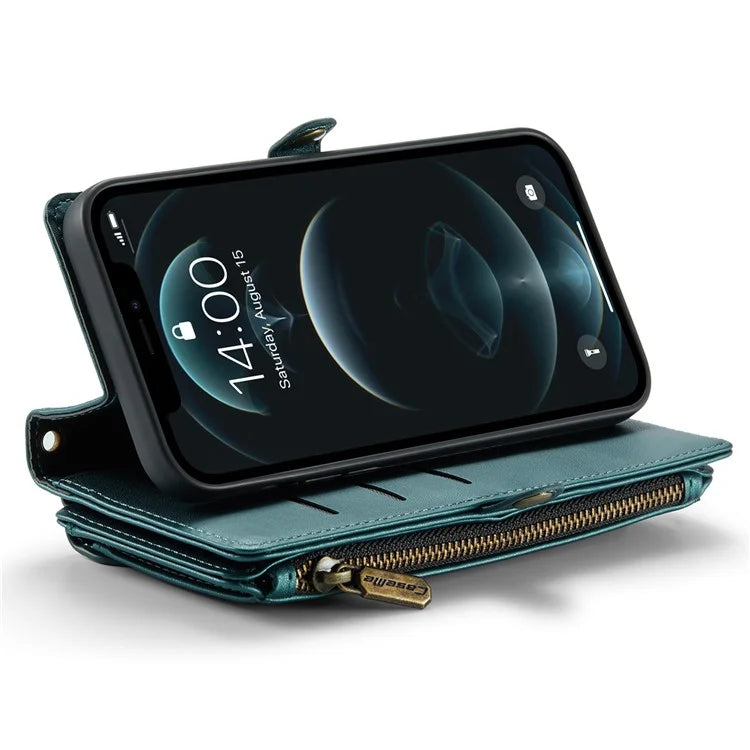 CASEME C36 Series For iPhone 12 / 12 Pro Case RFID Blocking Leather Phone Cover Zipper Handbag Purse