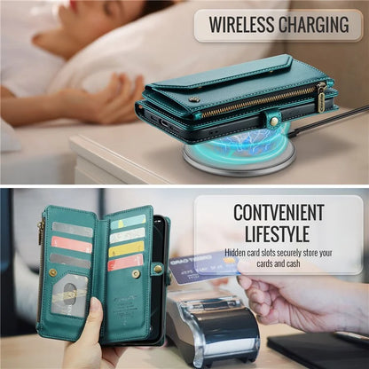 CASEME C36 Series For iPhone 12 / 12 Pro Case RFID Blocking Leather Phone Cover Zipper Handbag Purse