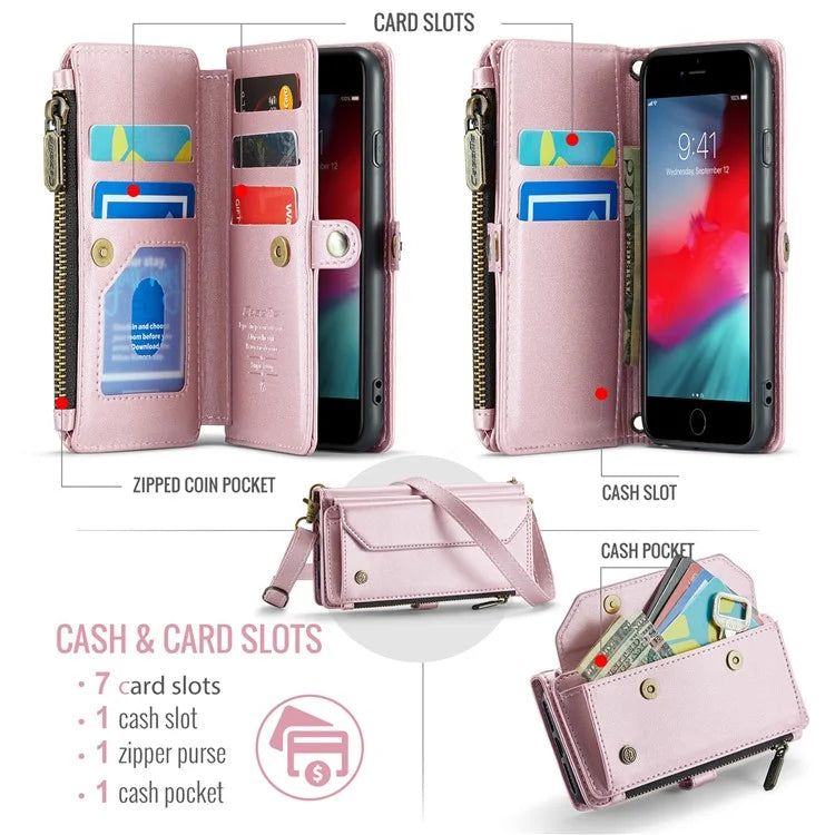 CASEME C36 Series For iPhone 6 / 6s / 7 / 8 / SE (2020) / SE (2022) Case Leather Handbag Phone Cover RFID Blocking