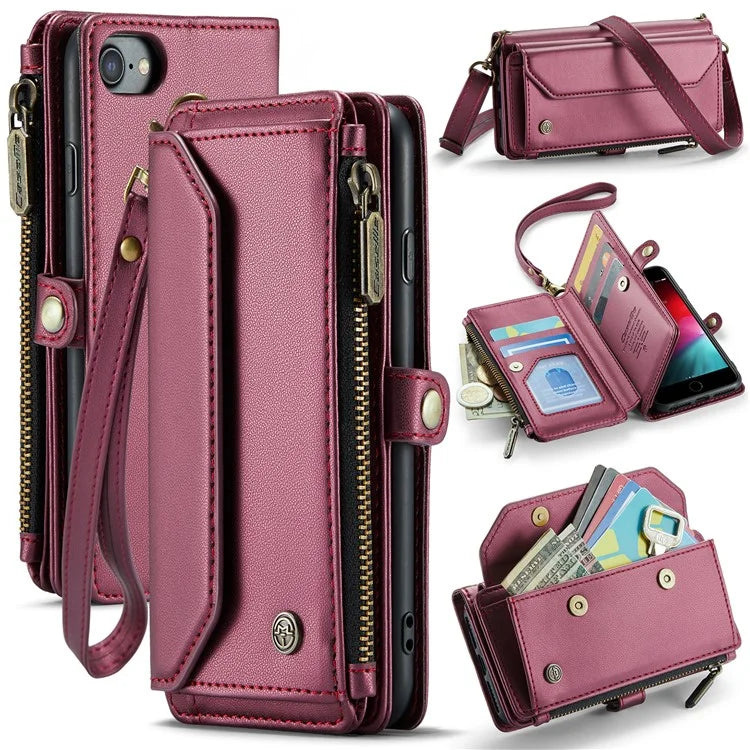 CASEME C36 Series For iPhone 6 / 6s / 7 / 8 / SE (2020) / SE (2022) Case Leather Handbag Phone Cover RFID Blocking