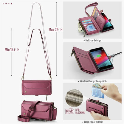CASEME C36 Series For iPhone 6 / 6s / 7 / 8 / SE (2020) / SE (2022) Case Leather Handbag Phone Cover RFID Blocking