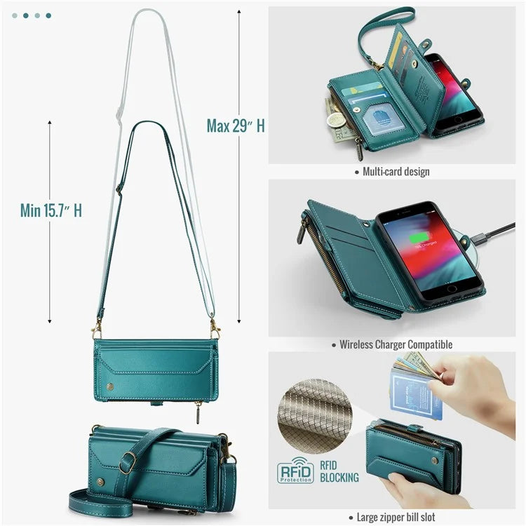 CASEME C36 Series For iPhone 6 / 6s / 7 / 8 / SE (2020) / SE (2022) Case Leather Handbag Phone Cover RFID Blocking