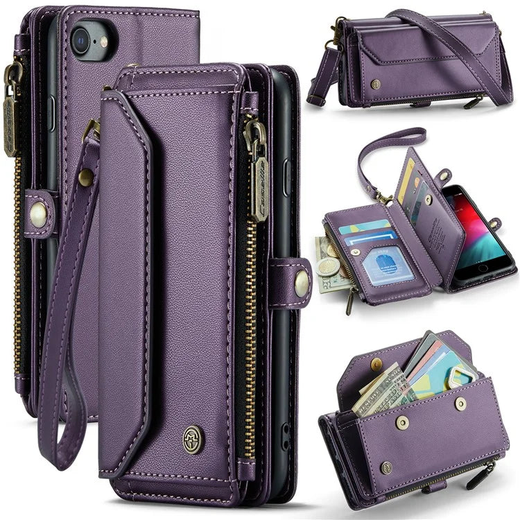 CASEME C36 Series For iPhone 6 / 6s / 7 / 8 / SE (2020) / SE (2022) Case Leather Handbag Phone Cover RFID Blocking
