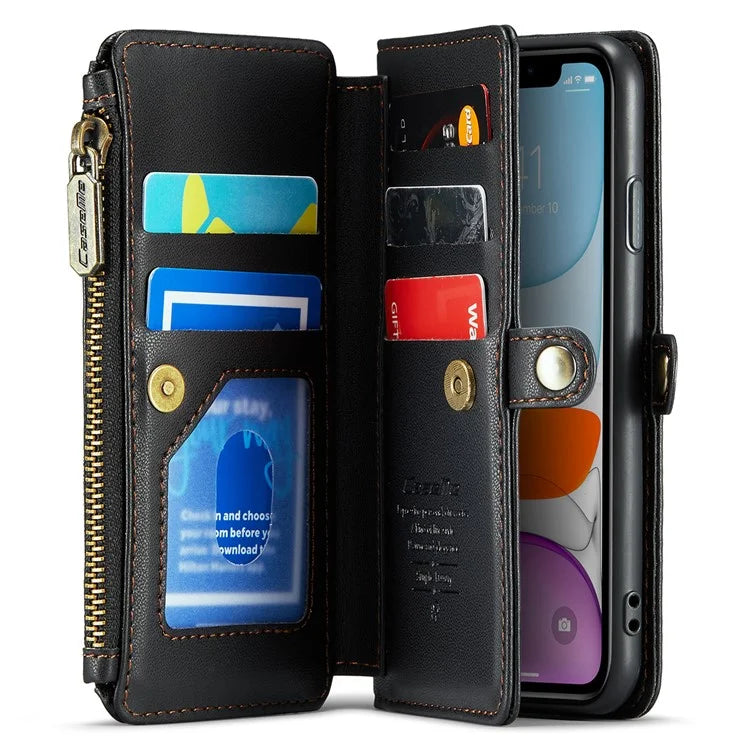 CASEME C36 Series For iPhone 11 Case Wallet Flip PU Leather Phone Cover with Wrist Strap / Shoulder Strap