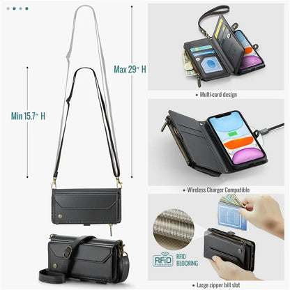 CASEME C36 Series For iPhone 11 Case Wallet Flip PU Leather Phone Cover with Wrist Strap / Shoulder Strap