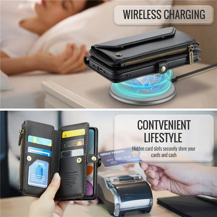 CASEME C36 Series For iPhone 11 Case Wallet Flip PU Leather Phone Cover with Wrist Strap / Shoulder Strap