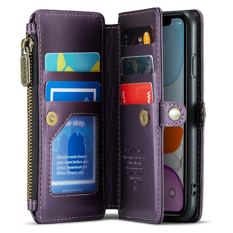 CASEME C36 Series For iPhone 11 Case Wallet Flip PU Leather Phone Cover with Wrist Strap / Shoulder Strap