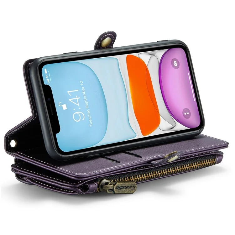 CASEME C36 Series For iPhone 11 Case Wallet Flip PU Leather Phone Cover with Wrist Strap / Shoulder Strap