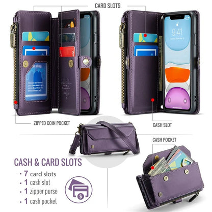 CASEME C36 Series For iPhone 11 Case Wallet Flip PU Leather Phone Cover with Wrist Strap / Shoulder Strap