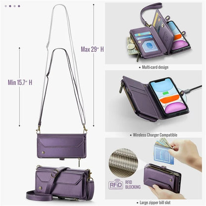 CASEME C36 Series For iPhone 11 Case Wallet Flip PU Leather Phone Cover with Wrist Strap / Shoulder Strap