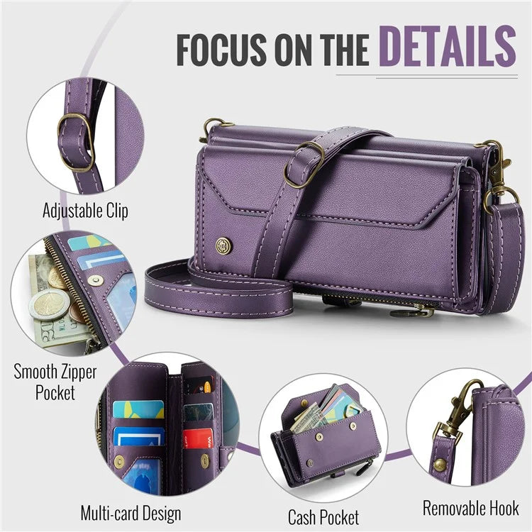 CASEME C36 Series For iPhone 11 Case Wallet Flip PU Leather Phone Cover with Wrist Strap / Shoulder Strap