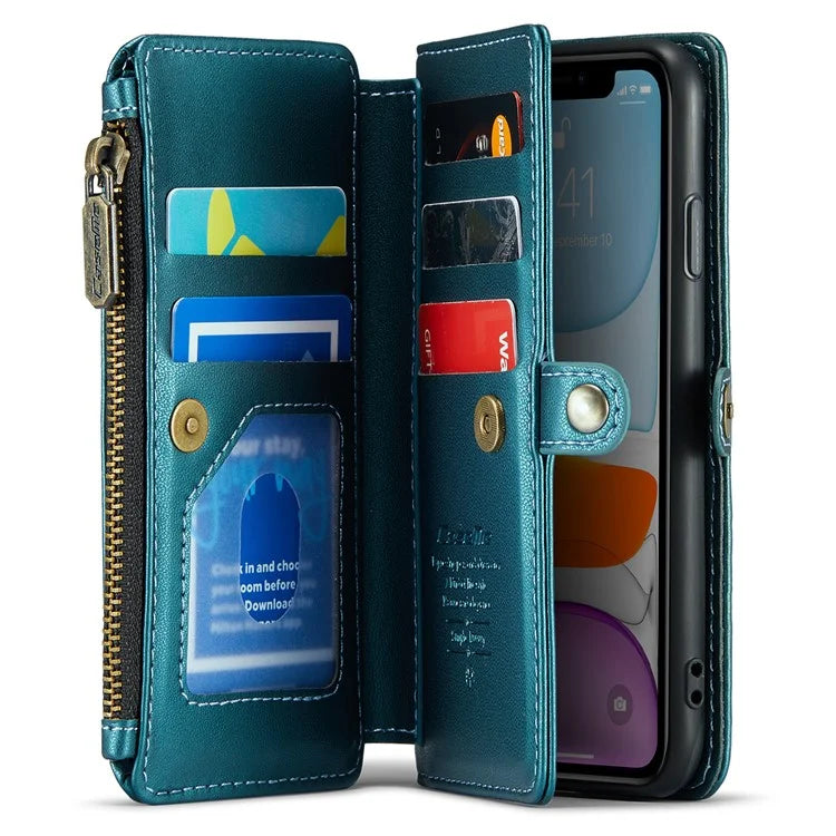 CASEME C36 Series For iPhone 11 Case Wallet Flip PU Leather Phone Cover with Wrist Strap / Shoulder Strap