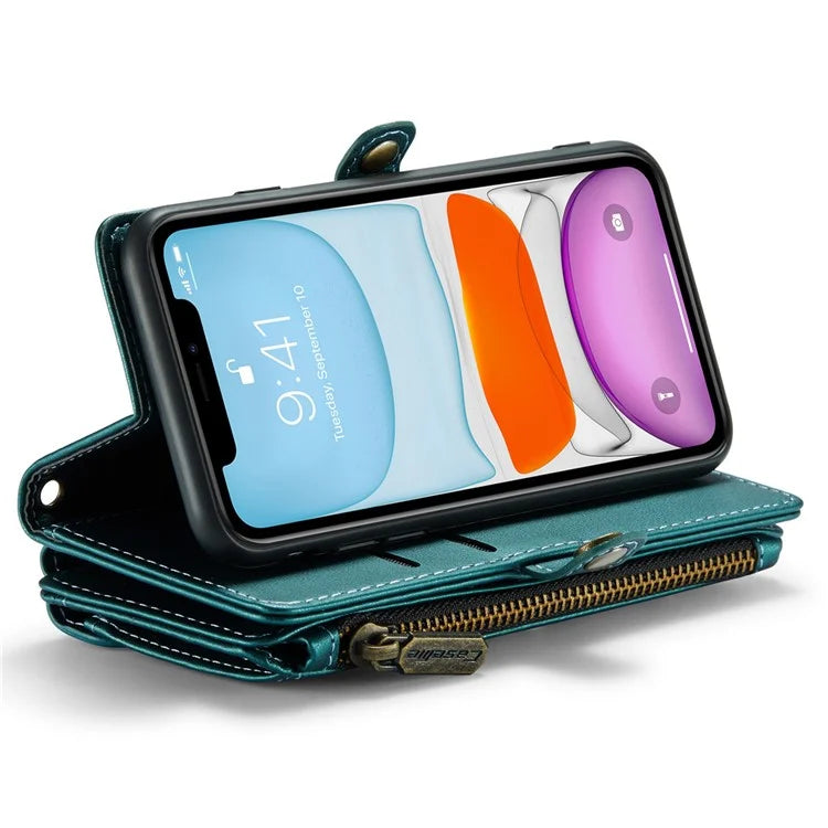 CASEME C36 Series For iPhone 11 Case Wallet Flip PU Leather Phone Cover with Wrist Strap / Shoulder Strap