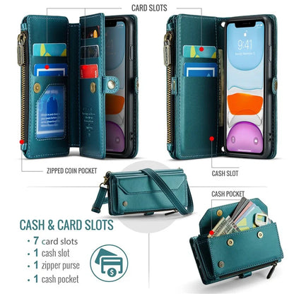 CASEME C36 Series For iPhone 11 Case Wallet Flip PU Leather Phone Cover with Wrist Strap / Shoulder Strap