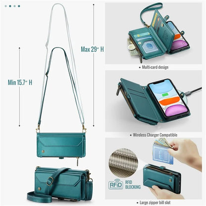 CASEME C36 Series For iPhone 11 Case Wallet Flip PU Leather Phone Cover with Wrist Strap / Shoulder Strap