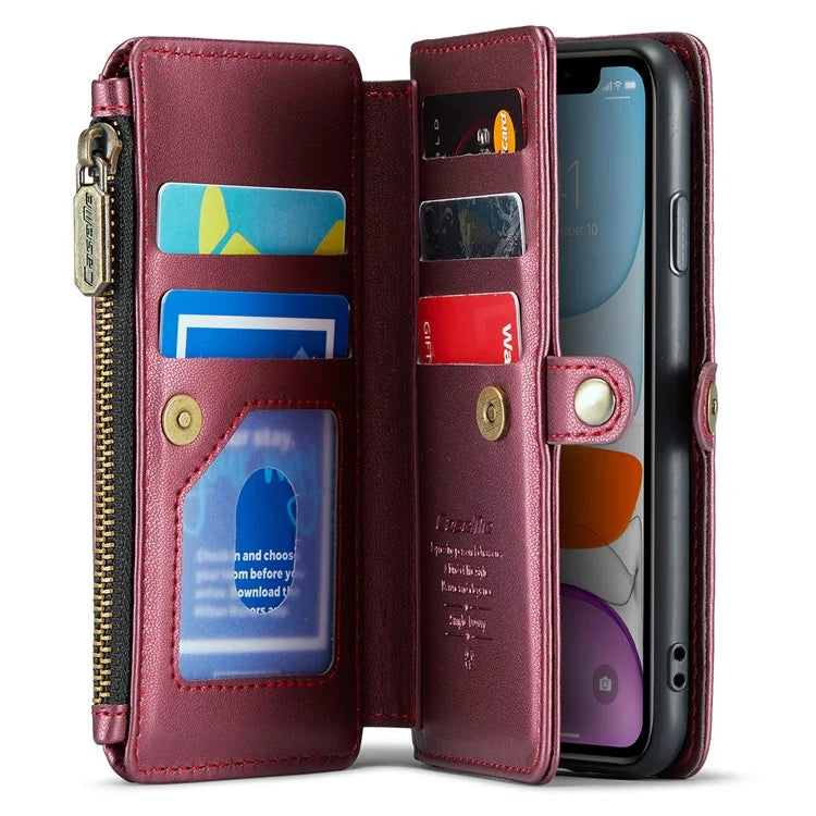 CASEME C36 Series For iPhone 11 Case Wallet Flip PU Leather Phone Cover with Wrist Strap / Shoulder Strap