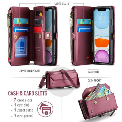 CASEME C36 Series For iPhone 11 Case Wallet Flip PU Leather Phone Cover with Wrist Strap / Shoulder Strap