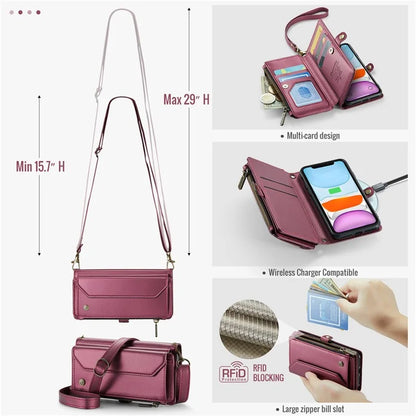 CASEME C36 Series For iPhone 11 Case Wallet Flip PU Leather Phone Cover with Wrist Strap / Shoulder Strap