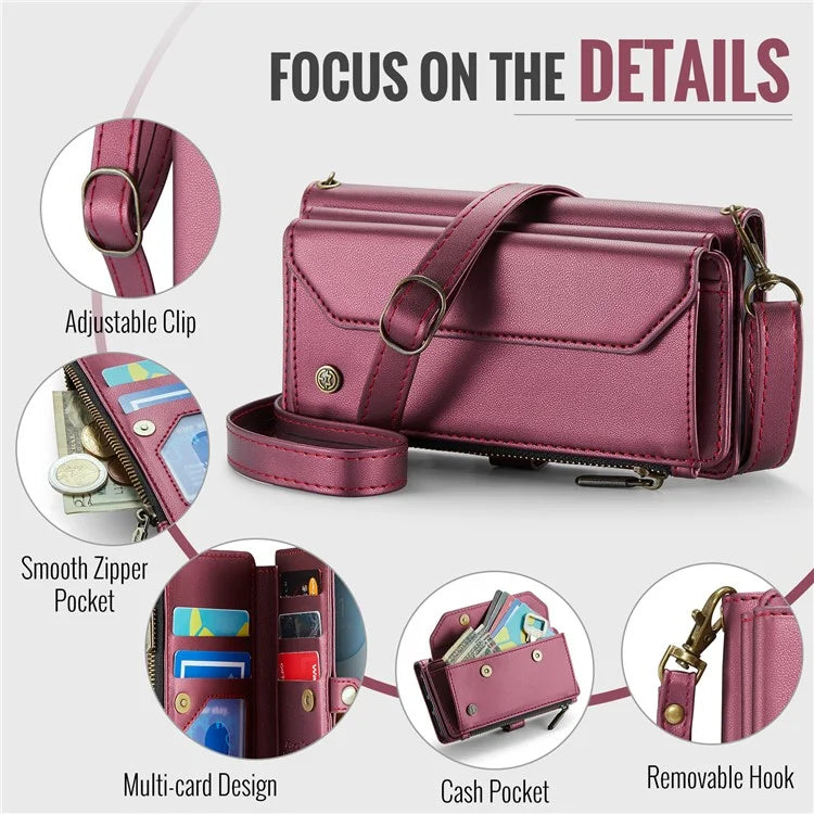 CASEME C36 Series For iPhone 11 Case Wallet Flip PU Leather Phone Cover with Wrist Strap / Shoulder Strap