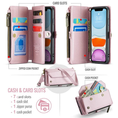CASEME C36 Series For iPhone 11 Case Wallet Flip PU Leather Phone Cover with Wrist Strap / Shoulder Strap