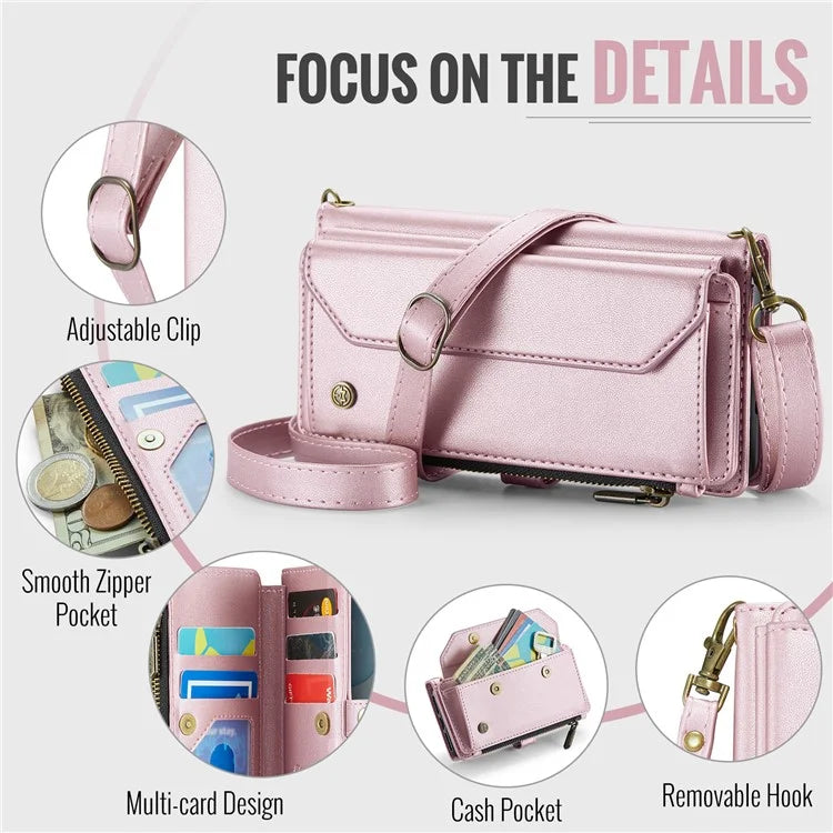 CASEME C36 Series For iPhone 11 Case Wallet Flip PU Leather Phone Cover with Wrist Strap / Shoulder Strap