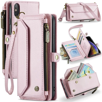 CASEME C36 Series For iPhone X / XS Crossbody Case RFID Blocking PU Leather Zipper Phone Cover