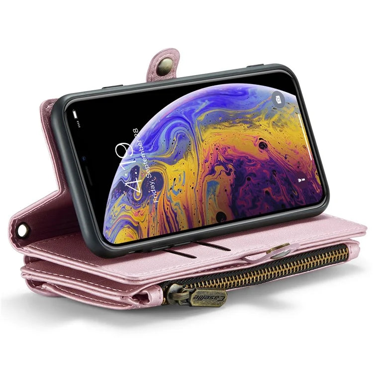 CASEME C36 Series For iPhone X / XS Crossbody Case RFID Blocking PU Leather Zipper Phone Cover