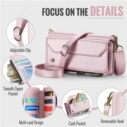 CASEME C36 Series For iPhone X / XS Crossbody Case RFID Blocking PU Leather Zipper Phone Cover