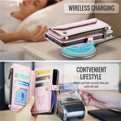 CASEME C36 Series For iPhone X / XS Crossbody Case RFID Blocking PU Leather Zipper Phone Cover