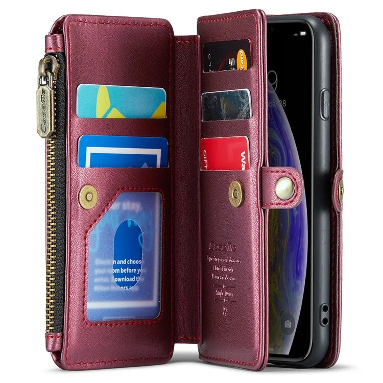 CASEME C36 Series For iPhone X / XS Crossbody Case RFID Blocking PU Leather Zipper Phone Cover