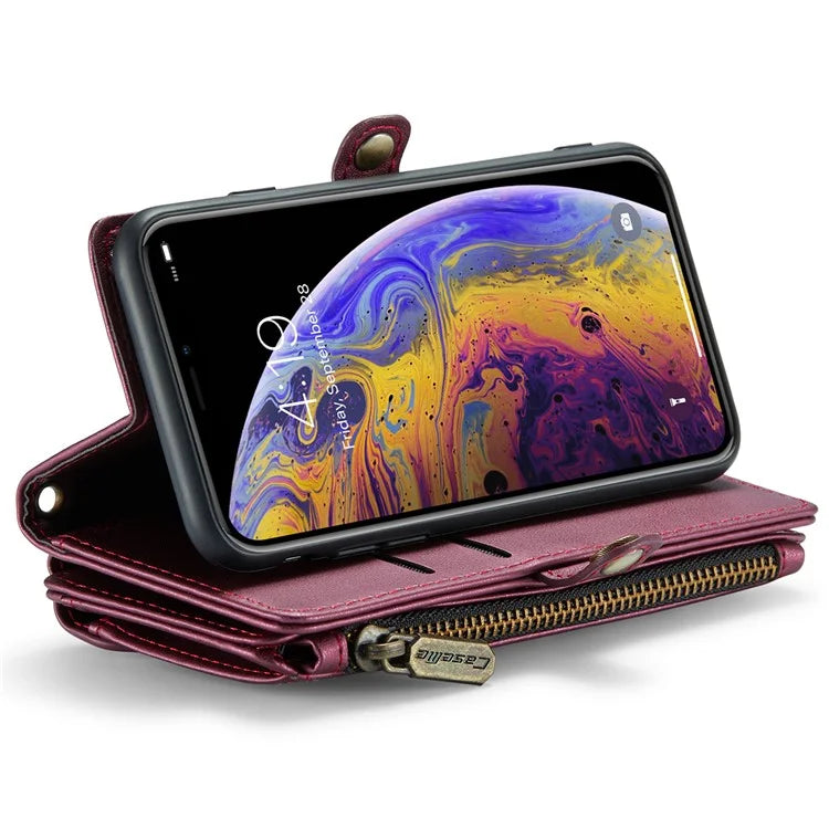CASEME C36 Series For iPhone X / XS Crossbody Case RFID Blocking PU Leather Zipper Phone Cover