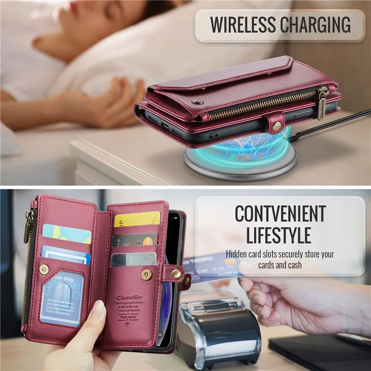 CASEME C36 Series For iPhone X / XS Crossbody Case RFID Blocking PU Leather Zipper Phone Cover