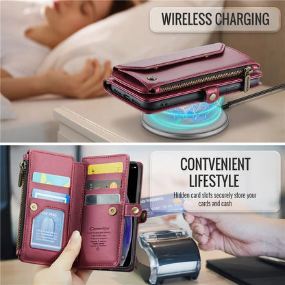 CASEME C36 Series For iPhone X / XS Crossbody Case RFID Blocking PU Leather Zipper Phone Cover