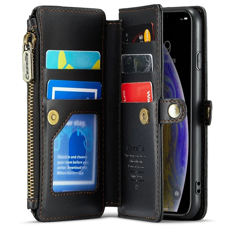 CASEME C36 Series For iPhone X / XS Crossbody Case RFID Blocking PU Leather Zipper Phone Cover