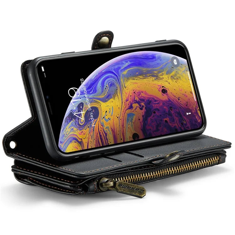 CASEME C36 Series For iPhone X / XS Crossbody Case RFID Blocking PU Leather Zipper Phone Cover