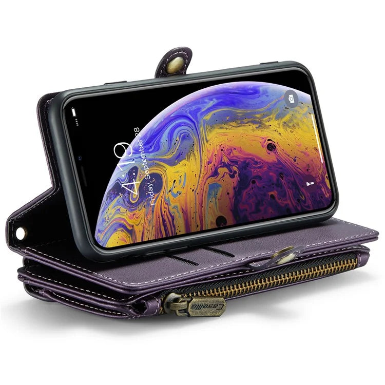 CASEME C36 Series For iPhone X / XS Crossbody Case RFID Blocking PU Leather Zipper Phone Cover
