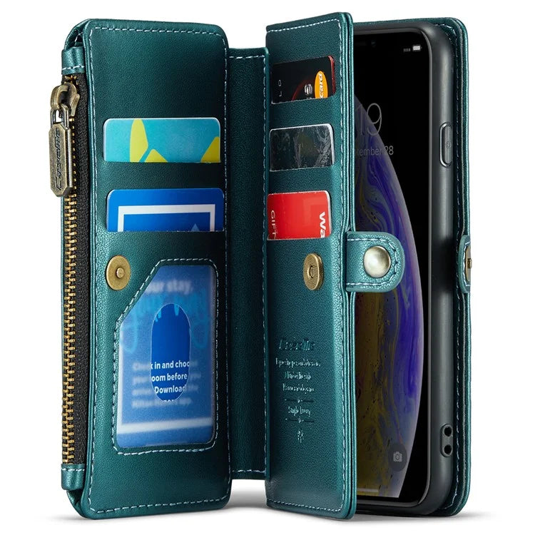 CASEME C36 Series For iPhone X / XS Crossbody Case RFID Blocking PU Leather Zipper Phone Cover