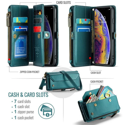 CASEME C36 Series For iPhone X / XS Crossbody Case RFID Blocking PU Leather Zipper Phone Cover