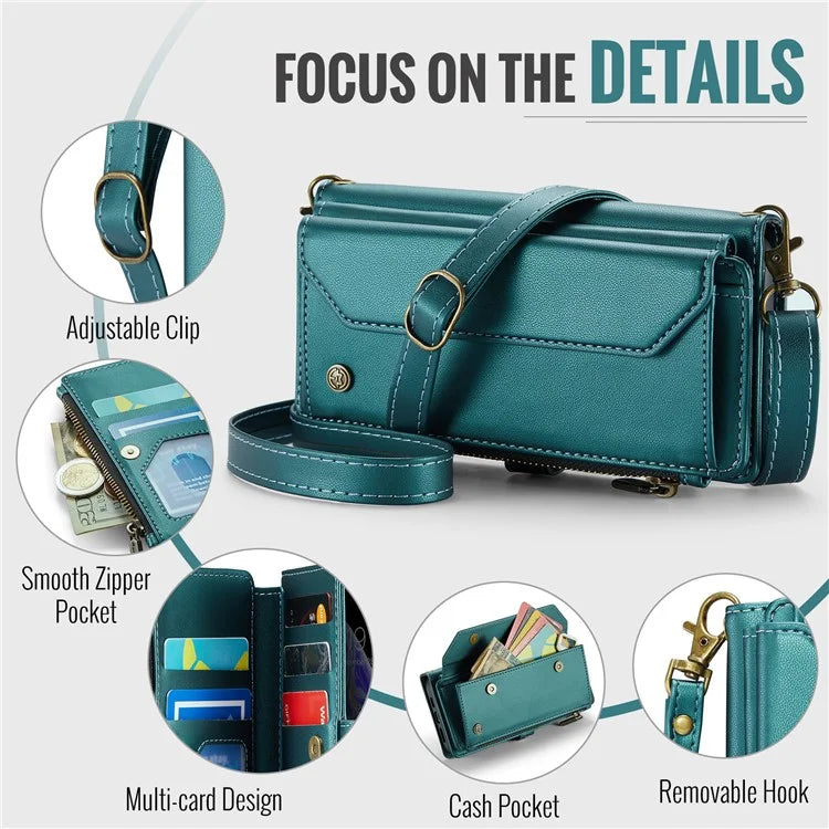CASEME C36 Series For iPhone X / XS Crossbody Case RFID Blocking PU Leather Zipper Phone Cover