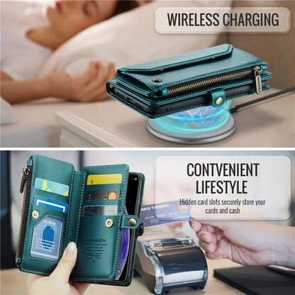 CASEME C36 Series For iPhone X / XS Crossbody Case RFID Blocking PU Leather Zipper Phone Cover