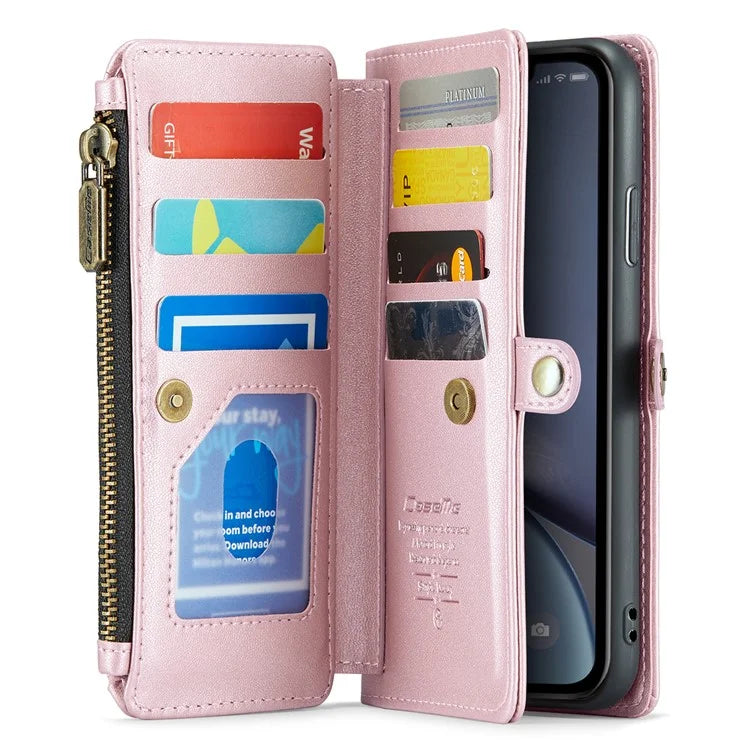 CASEME C36 Series For iPhone XR Case Zipper Handbag Purse RFID Blocking PU Leather Phone Cover
