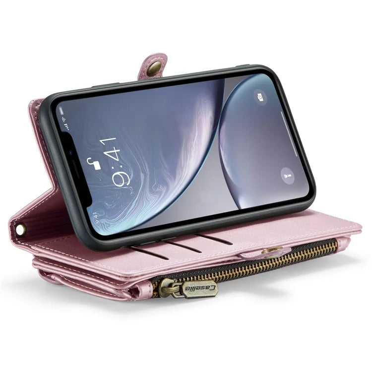 CASEME C36 Series For iPhone XR Case Zipper Handbag Purse RFID Blocking PU Leather Phone Cover