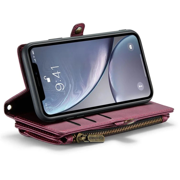 CASEME C36 Series For iPhone XR Case Zipper Handbag Purse RFID Blocking PU Leather Phone Cover