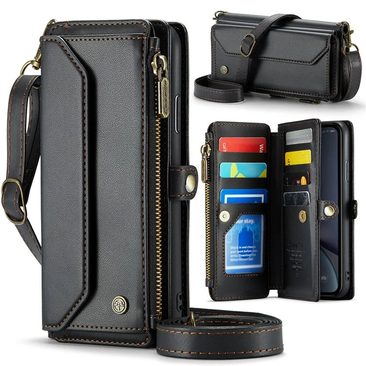 CASEME C36 Series For iPhone XR Case Zipper Handbag Purse RFID Blocking PU Leather Phone Cover