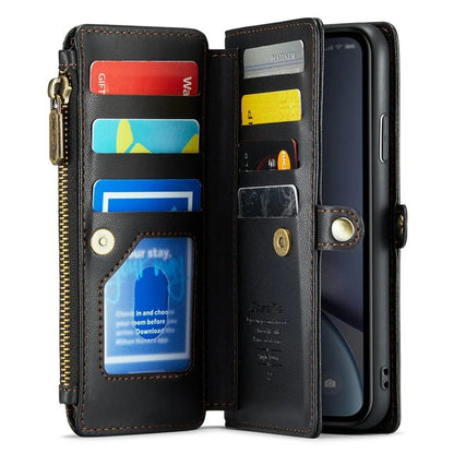 CASEME C36 Series For iPhone XR Case Zipper Handbag Purse RFID Blocking PU Leather Phone Cover