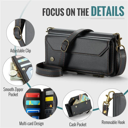 CASEME C36 Series For iPhone XR Case Zipper Handbag Purse RFID Blocking PU Leather Phone Cover
