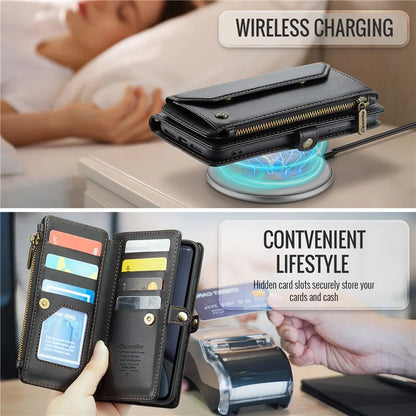 CASEME C36 Series For iPhone XR Case Zipper Handbag Purse RFID Blocking PU Leather Phone Cover