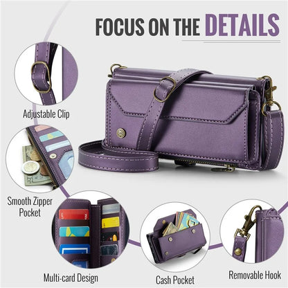 CASEME C36 Series For iPhone XR Case Zipper Handbag Purse RFID Blocking PU Leather Phone Cover