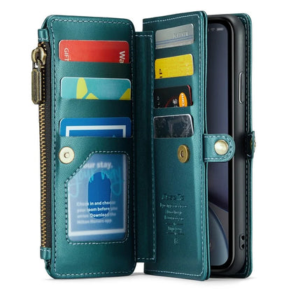CASEME C36 Series For iPhone XR Case Zipper Handbag Purse RFID Blocking PU Leather Phone Cover