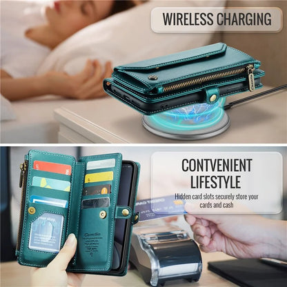 CASEME C36 Series For iPhone XR Case Zipper Handbag Purse RFID Blocking PU Leather Phone Cover